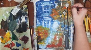 Как нарисовать влюбленных в городе. Рисуем осенний пейзаж. Нарисуем осень в городе.