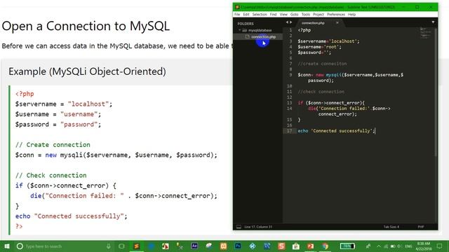 PHP MySQL Tutorial part 1 (basic) - create connection