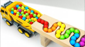 Marble Run Race ☆ HABA Slope & Retro Makita Truck, Garbage Truck Long Version #18