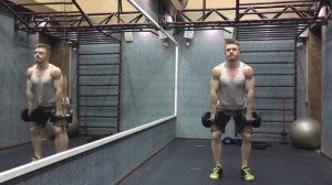 Взятие гантелей с виса в сед