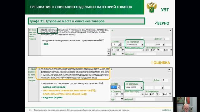 Таможенное декларирование. Основные ошибки при заполнении декларации на товары смотреть онлайн