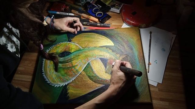 Рисую Дракона / Техника акриловой живописи /Уютные картины для дома / Acrylic painting technique