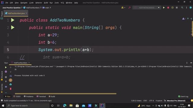 Write a Java Program to Print the Sum of Two Numbers | Java Basic Exercise | Java Problems 2021 | H