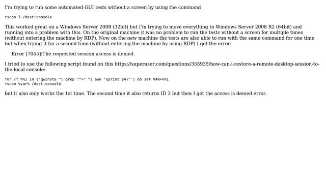 Error [7045]:The requested session access is denied. when running 2 times смотреть онлайн