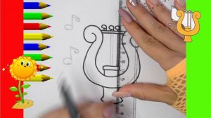 Как нарисовать МИЛЫЙ. просто, Рисунки для  начинающих. арфа