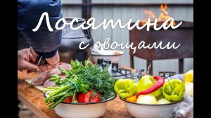 Хашлама из лося. Лосятина в пиве с овощами. Мясо дичи в афганском казане.