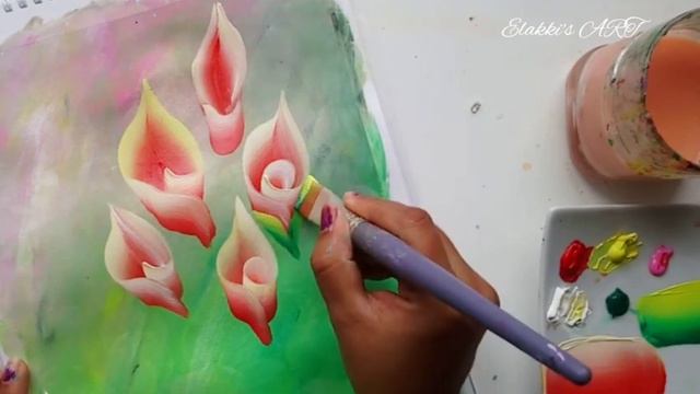 🌼How to Paint Calla Lillies I Step by Step Lily Flower I Calla Lily in Acrylic Painting смотреть онлайн