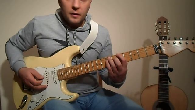 Простой, красивый риф на электрогитаре.Урок