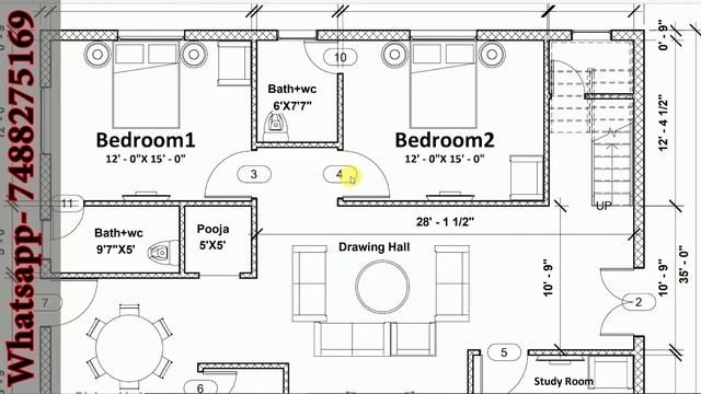 45X35 Square Feet House Plan || 45 by 35 House Design || 3BHK House Maps смотреть онлайн