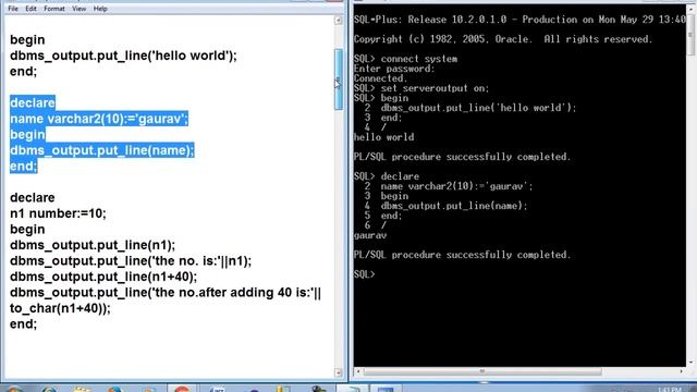 plsql in oracle #1