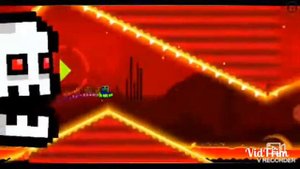 Прохожу уровень Press Start в игре Geometry Dash.