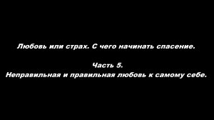 Любовь или страх. С чего начинать спасение.
Часть 5. Неправильная и правильная любовь к самому себе