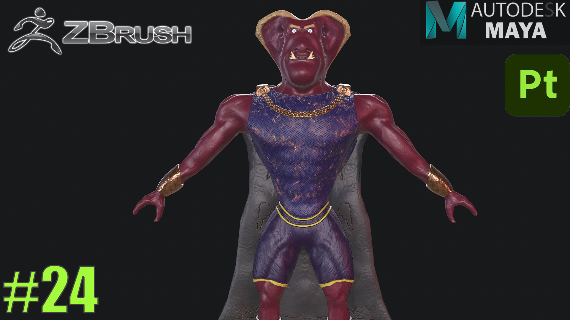 Полное 3D моделирование модели в ZBrush персонажа, создание 3d модели персонажа с нуля. Видео №24