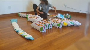 I broke the World Record for longest ORIGAMI DRAGON ! ( timelapse )