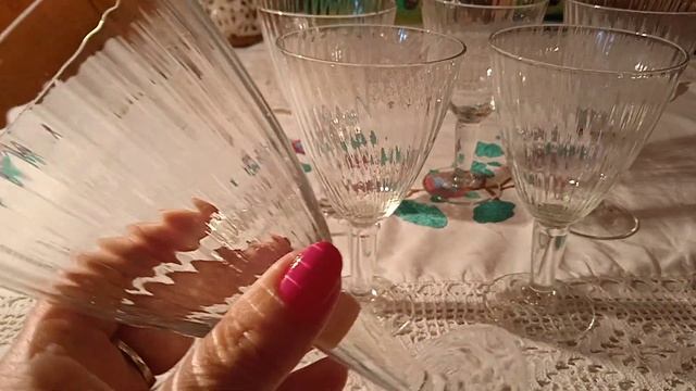 Винтажные фужеры из тонкого стекла. Розово карамельный графин.  #винтаж#стекло  Новые приобретения.