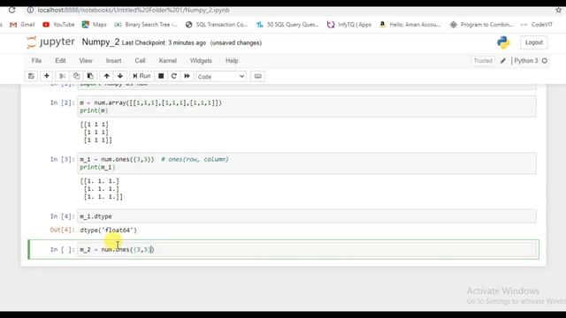 Numpy Tutorial || ones , zeros & empty function || in hindi || simplified!! Tutorial #2 смотреть онлайн