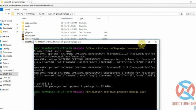 Lập trình ReactJS  -  Bài 36 : Tích hợp Package UUID vào ReacJS | QuocTuan.Info