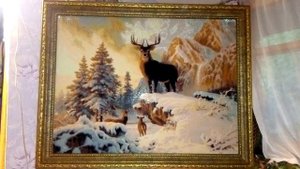 Алмазная мозаика/вышивка обзор готовой и оформленной работы.Олени полная выкладка