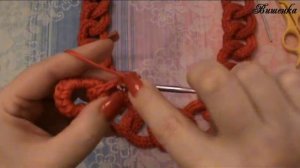 Вязание крючком украшения КРАСНОЕ КОЛЬЕ