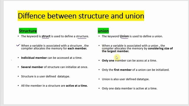 difference between structure and union | structure and union in c #structureandunion  #cprogramming