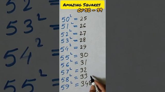 Amazing Squares of 50 - 59