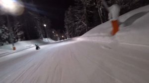 Ночное катание. Спуск по трассе D1, склон Лаура