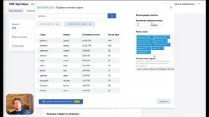 Сбор ключевых фраз Wildberries для составления SEO карточки и настройки рекламной кампании