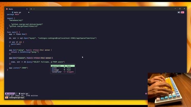 Relaxing ASMR Coding Building a Golang Web App with Go Fiber and MySQL Database Ping & User Listing