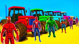 Homem-Aranha Parkour com Limusines Tratores Motos Ônibus Carros na pista de obstáculos - Gta GTA 5