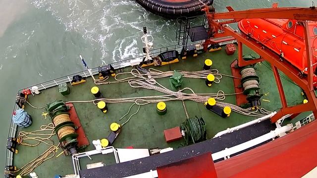 Швартовка на корме. Танкер.  Mooring at the stern of a Tanker Ainazi.