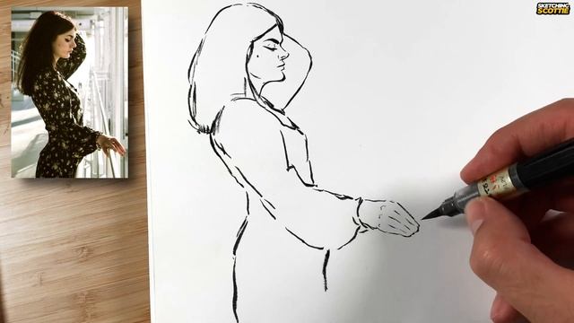 How I SKETCH  a figure with a brush pen