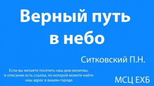 Верный путь в небо! Ситковский П. Н. МСЦ ЕХБ