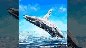 Coloring picture of a jumping whale with game oil painting colorplanet