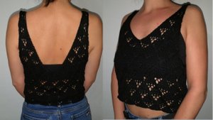 Черный топ майка ажурным рисунком спицами