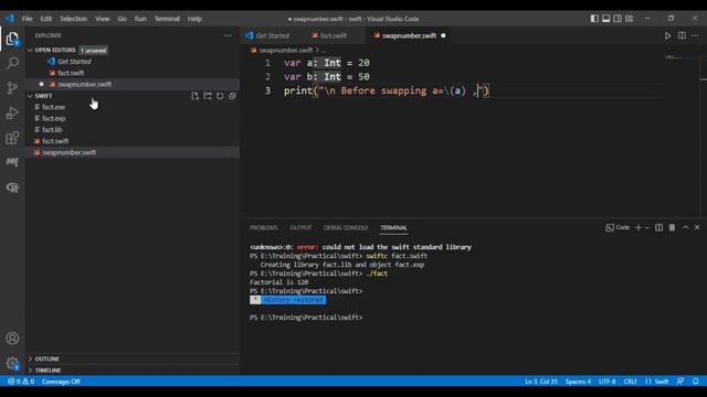 HOW TO SWAP TWO NUMBER USING THIRD VARIABLE | SWIFT Example | Tamil Software