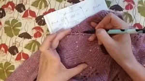 Женский свитер спицами вязаный регланом сверху//Мохер//Пайетки