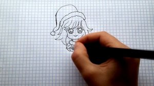 Рисуем простые рисунки #53. Как нарисовать Новогоднюю девочку. Рисунки для девочек в ЛД
