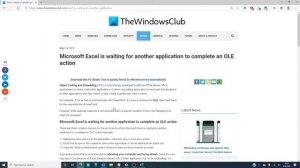 Microsoft Excel is waiting for another application to complete an OLE action