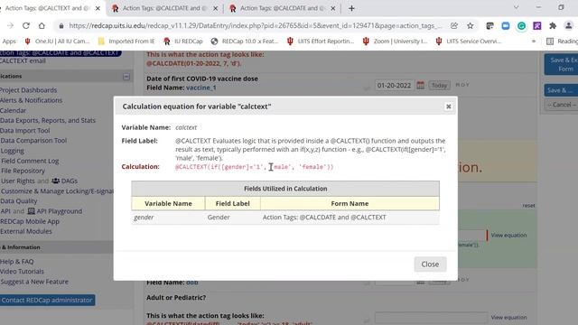 IU REDCap: @CALCTEXT and @CALCDATE смотреть онлайн