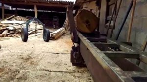 Дисковая пилорама, подъёмник бревна