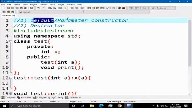 #6 Default/Parameter Constructor & Destructor OOP C++ in Urdu/Hindi смотреть онлайн