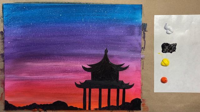 EP57- 'Pagoda and Lanterns' Chinese New Year-inspired acrylic tutorial for beginners - step-by-step смотреть онлайн