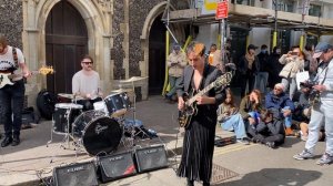 NEW: The Big Push jamming Come Together (Beatles) while Josh,Josh buys new strings! Brighton Buskin