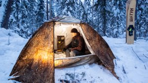 Выживание в лесу с комфортом в палатке с печкой