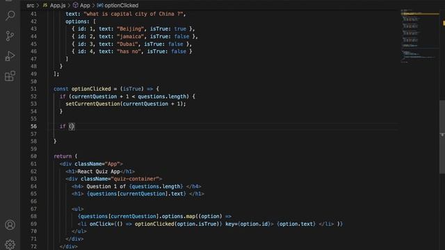 How to build a Quiz App using React  -  Beginner React Project