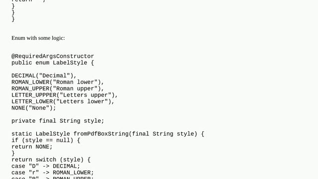Codereview: Java code showing page labels from PDF files