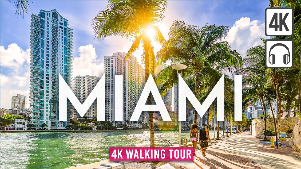 Майами, Флорида Пешеходная экскурсия по Майами в формате 4K - Обзор Майами - Отдых во Флориде