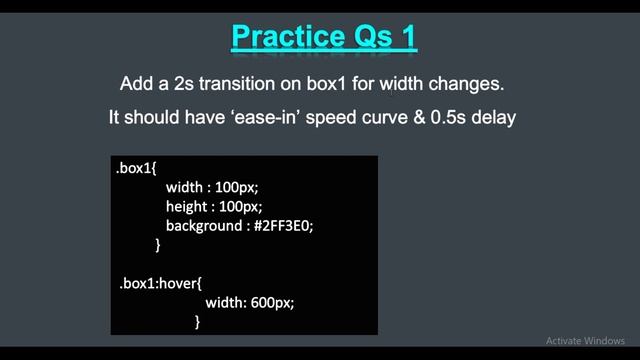 Practice Question1 in CSS (Transition property).