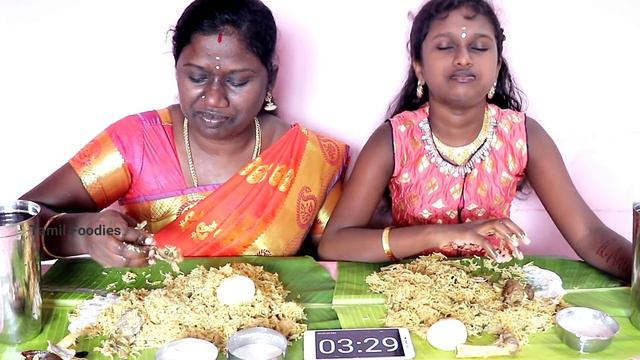 ROBO COOKER MUTTON NALLI BIRYANI EATING COMPETITION IN TAMIL FOODIES DIVYA vs ANUSHYA || CHALLENGE