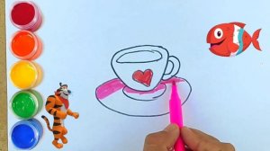 Рисование Чашка для детей. Bolalar Uchun Chashka choyi rasm chizish. Drawing Cup Tea with kids song